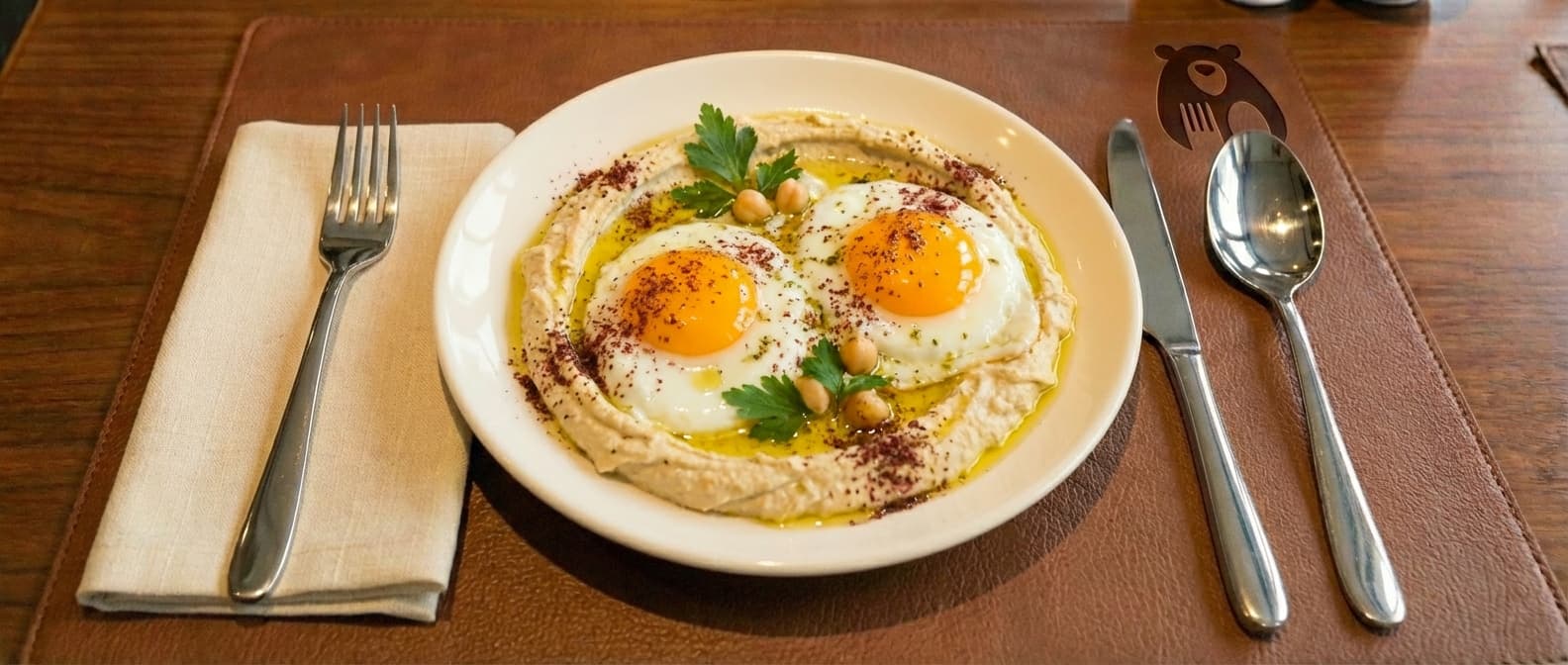 Fried Eggs with Hummus