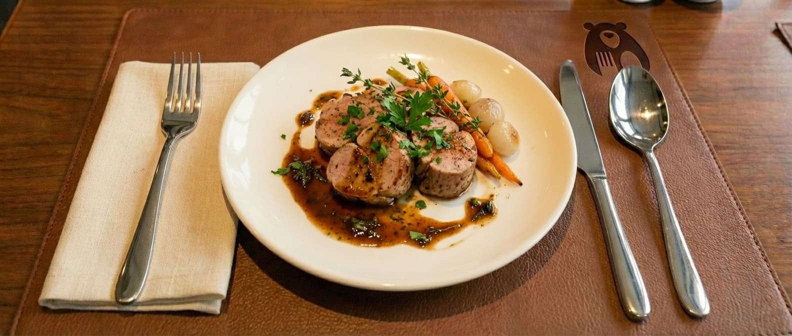 Mușchi de Porc cu Piure de Cartofi și Ardei Copți