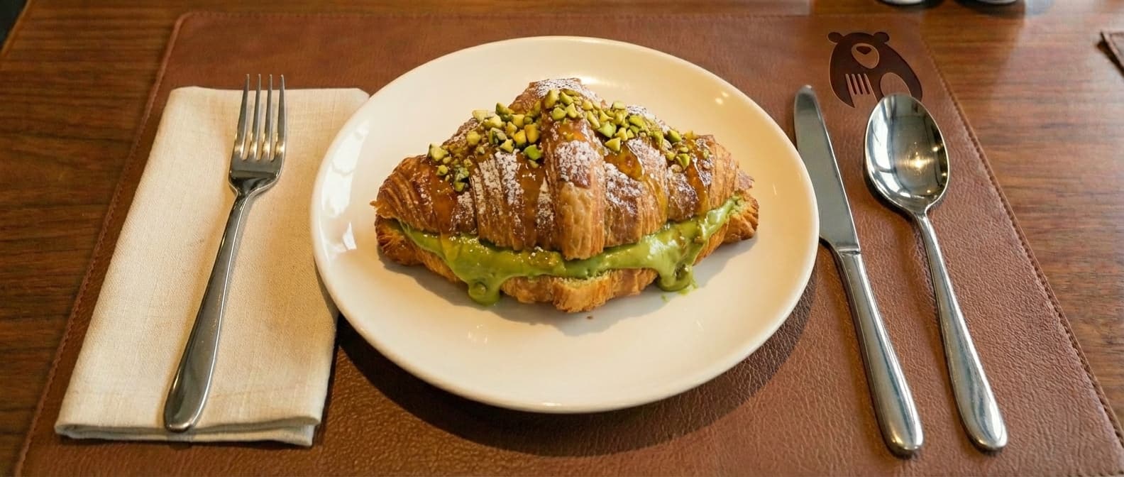 Pistachio Croissant With Pistachio Cream and Orange Syrup