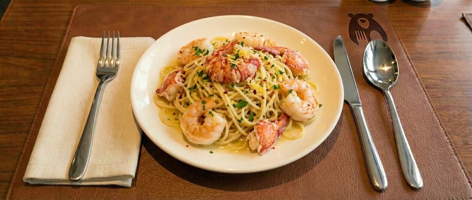 Spaghetti cu Homar și Creveți