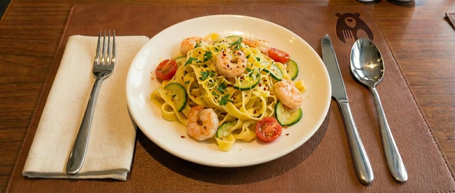 Tagliatelle with Shrimp and Zucchini