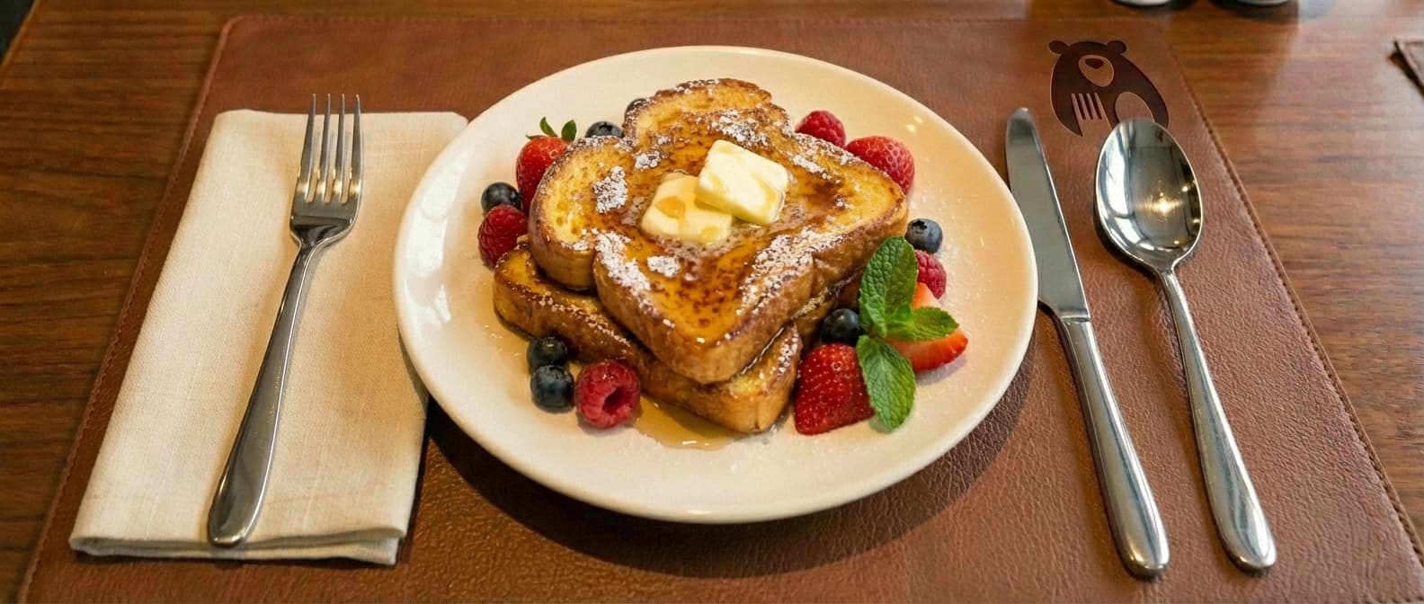 French Toast & Pears With Salted Caramel and Vanilla Cream